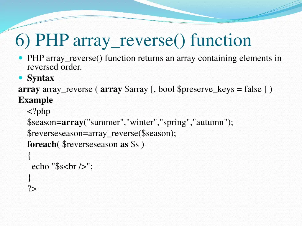 6 php array reverse function php array reverse