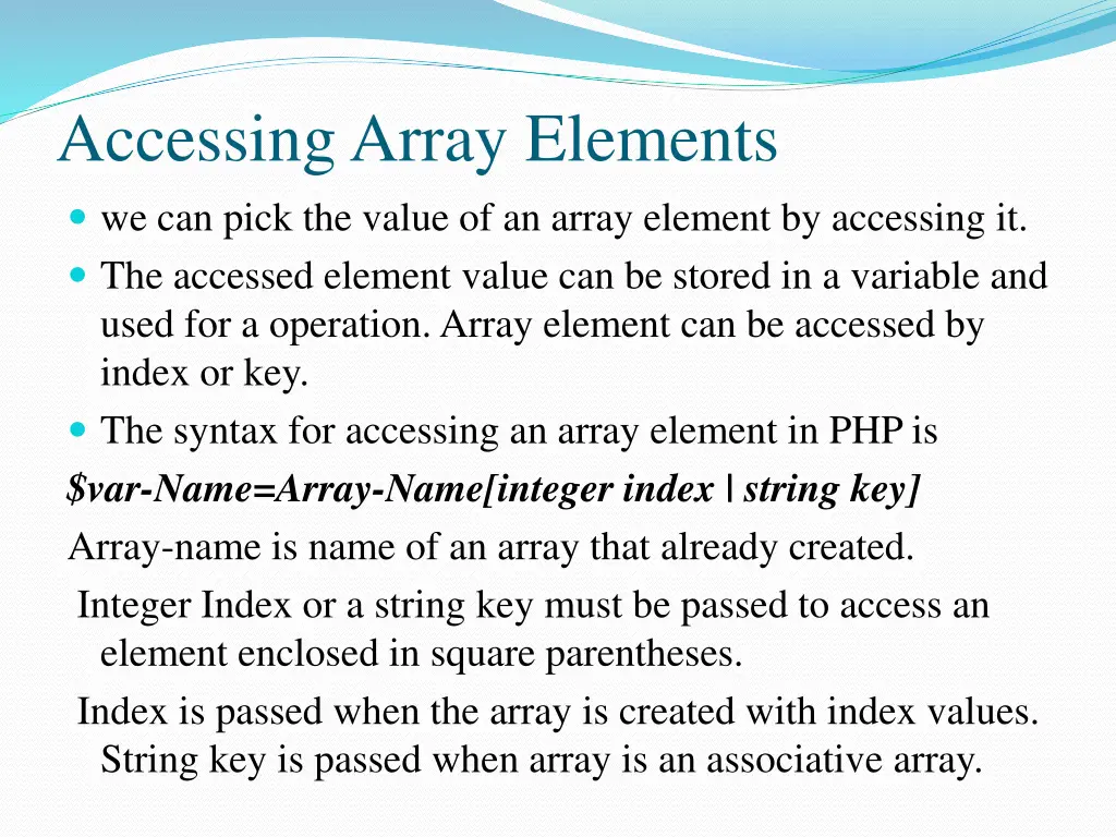 accessing array elements we can pick the value