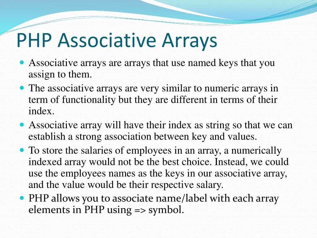 php associative arrays associative arrays