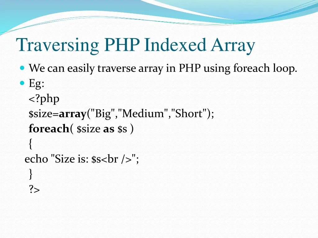 traversing php indexed array