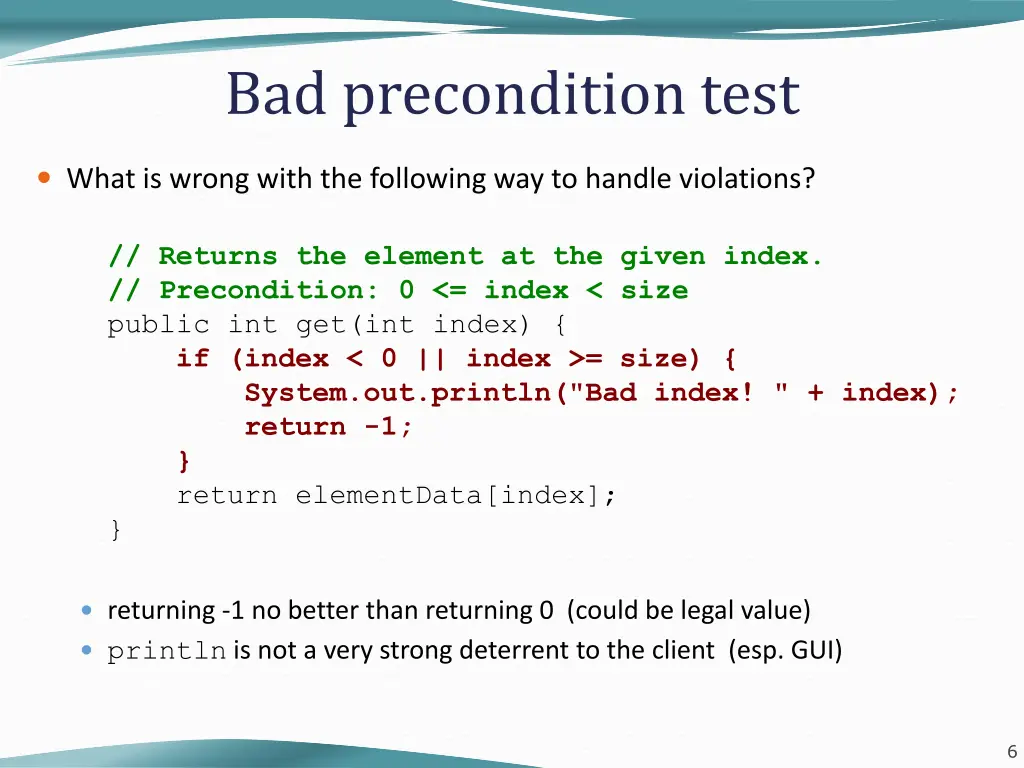 bad precondition test