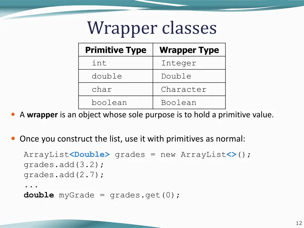 wrapper classes