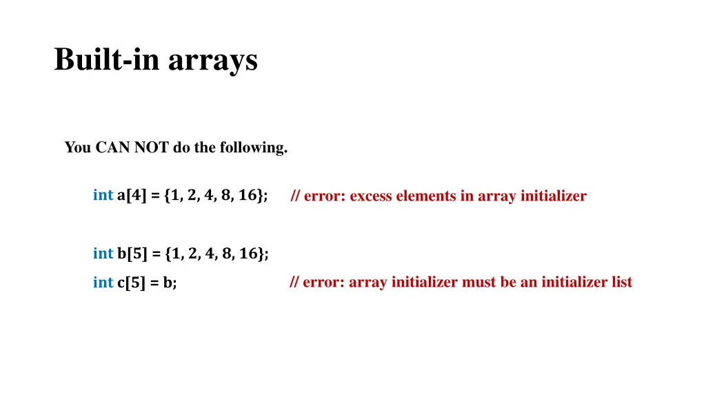 built in arrays 2