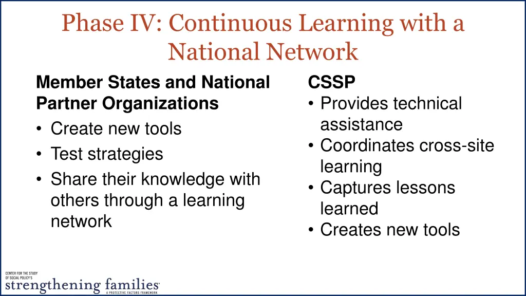 phase iv continuous learning with a national