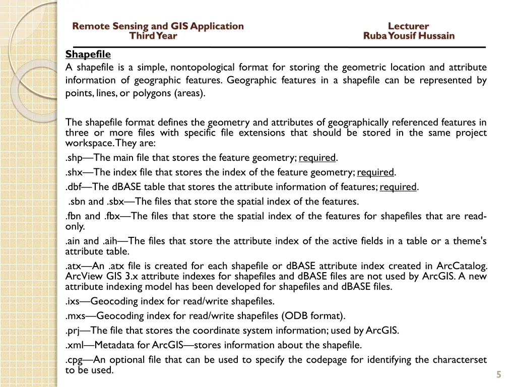 remote sensing and gis application lecturer third 3