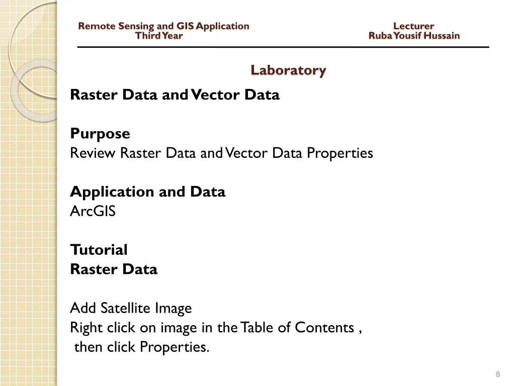 remote sensing and gis application lecturer third 6