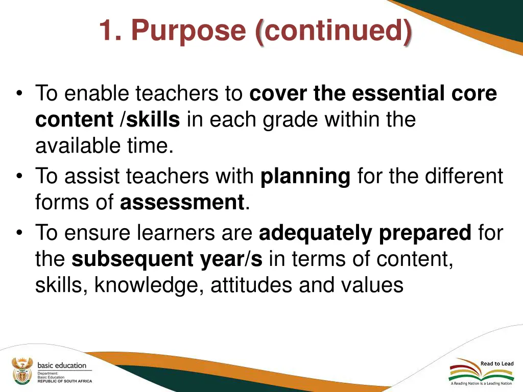 1 purpose continued