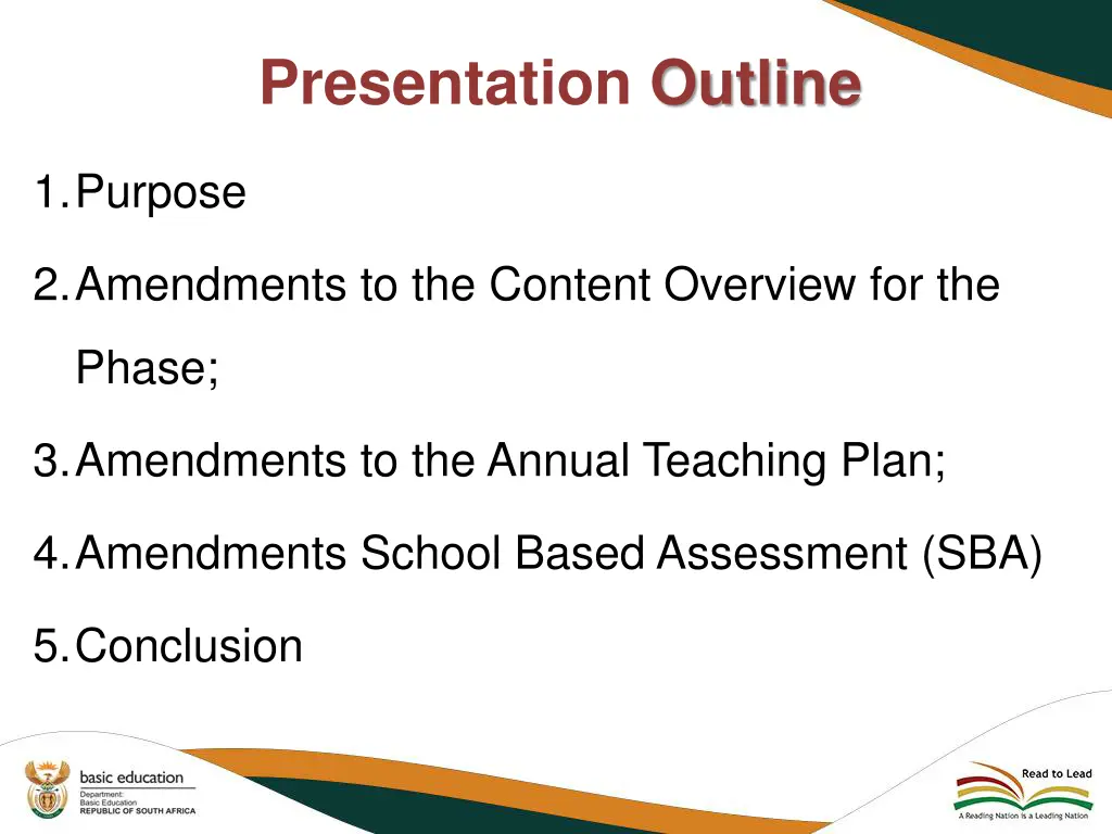 presentation outline