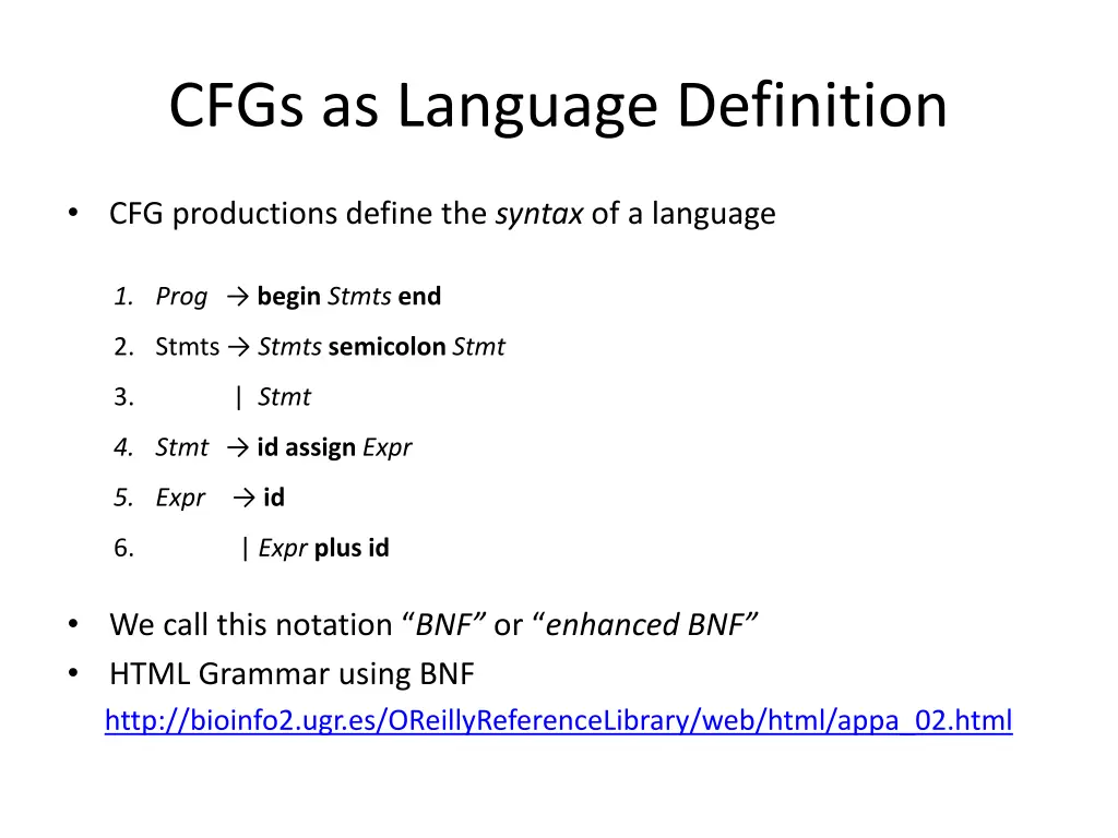 cfgs as language definition
