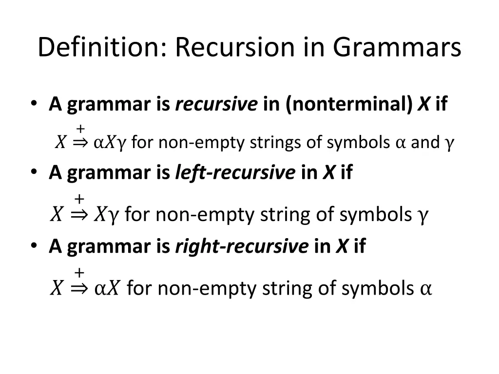 definition recursion in grammars