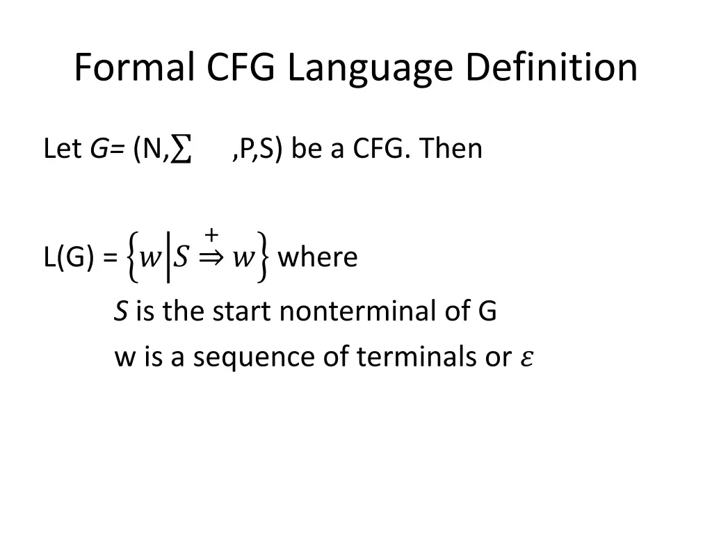 formal cfg language definition
