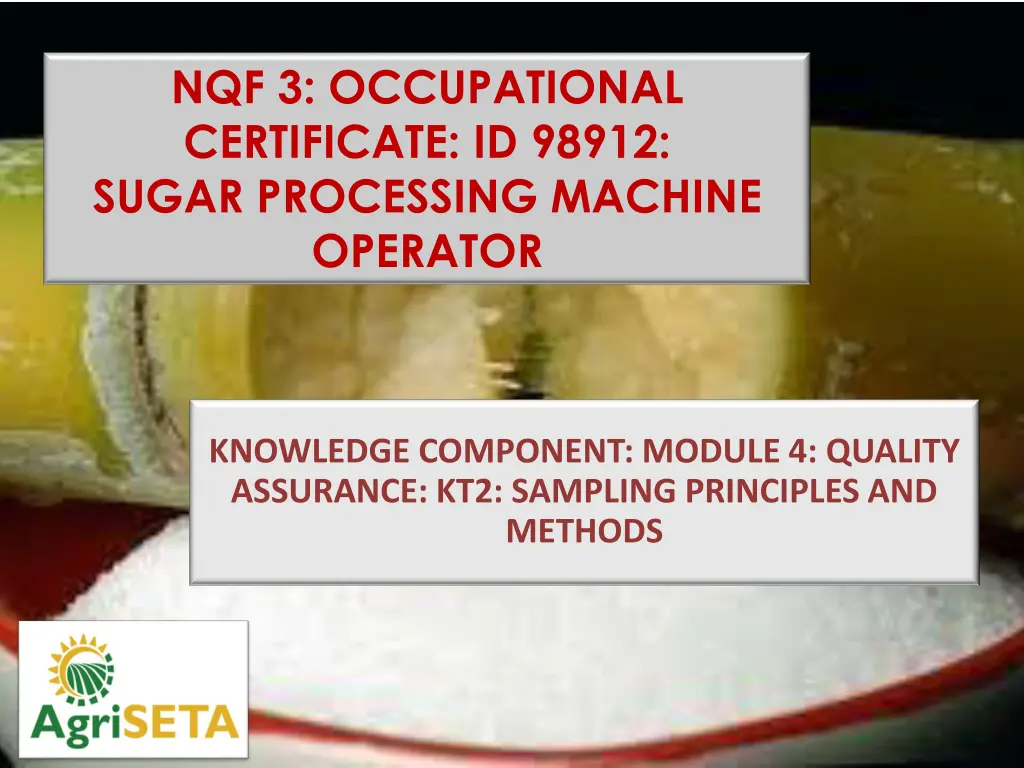 nqf 3 occupational certificate id 98912 sugar
