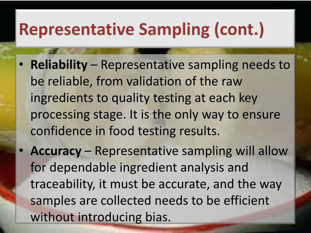 representative sampling cont 2