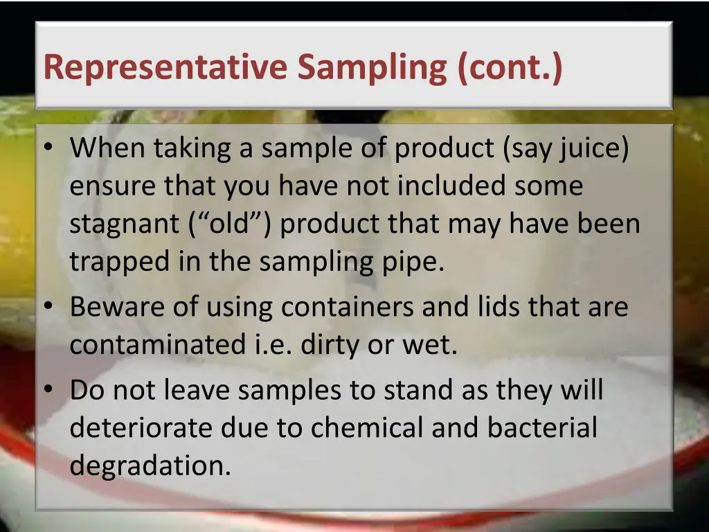 representative sampling cont