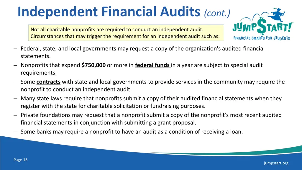 independent financial audits cont