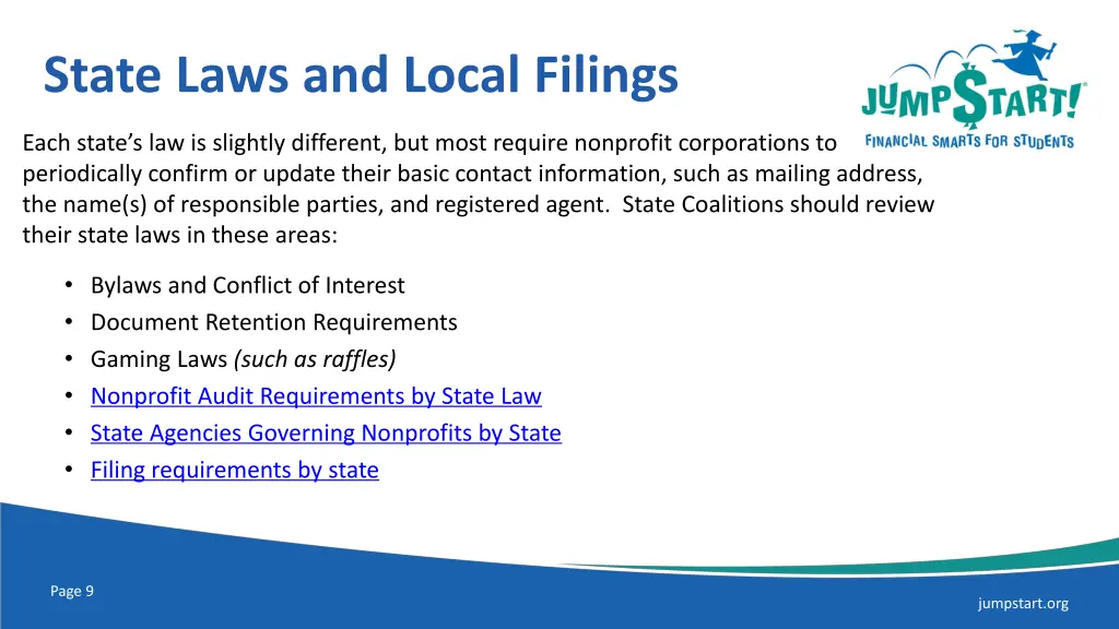 state laws and local filings