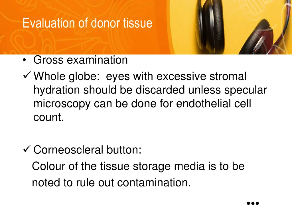 evaluation of donor tissue