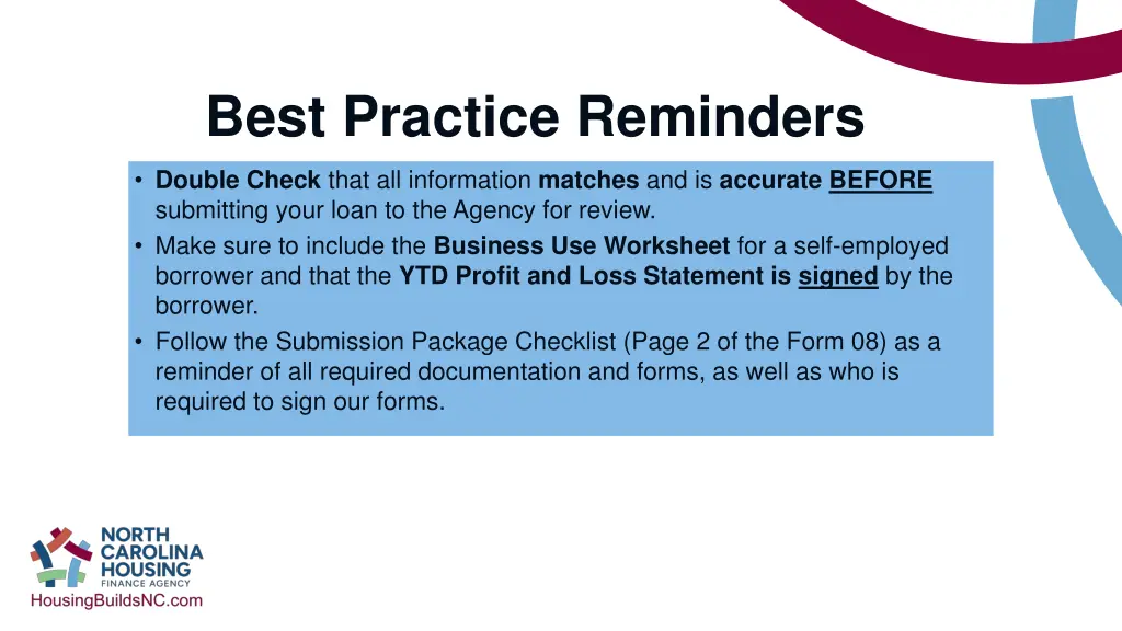 best practice reminders