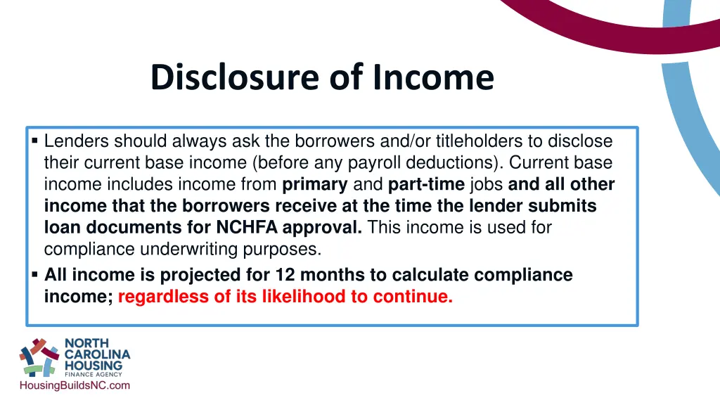 disclosure of income
