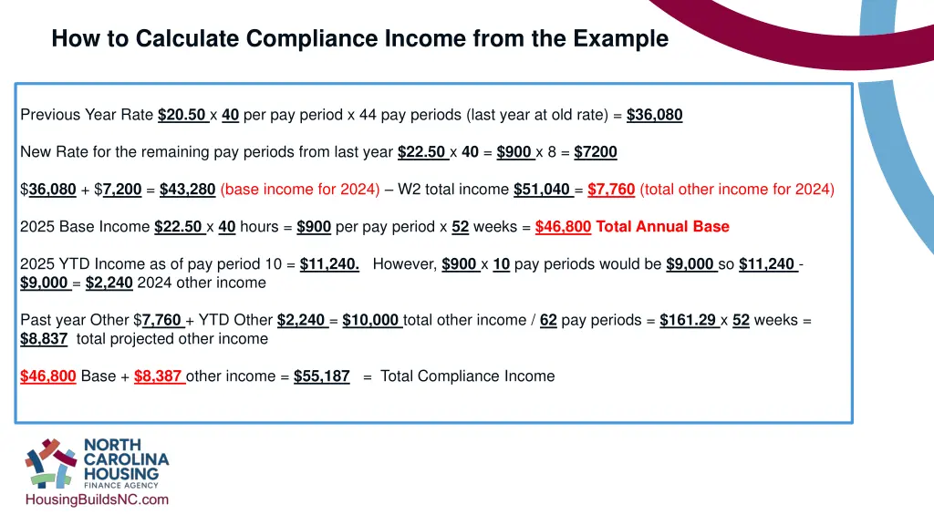 how to calculate compliance income from