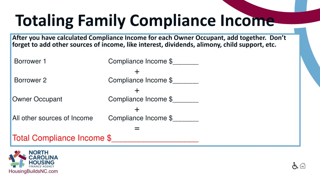totaling family compliance income