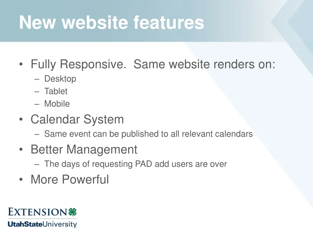 new website features