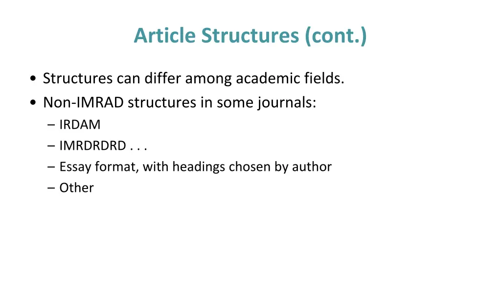 article structures cont
