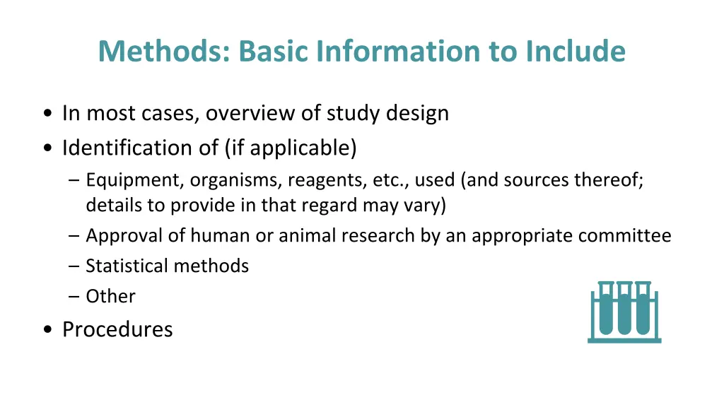 methods basic information to include