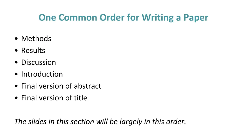 one common order for writing a paper
