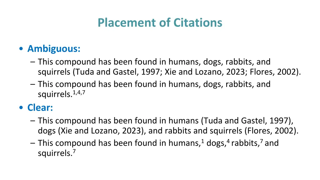 placement of citations