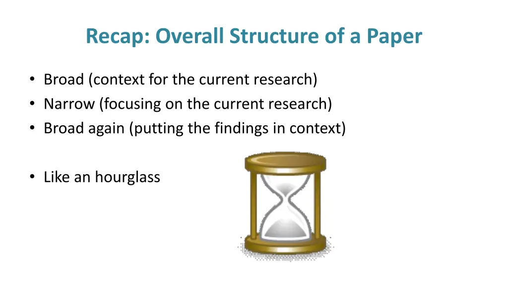 recap overall structure of a paper