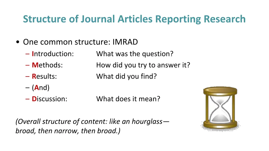 structure of journal articles reporting research