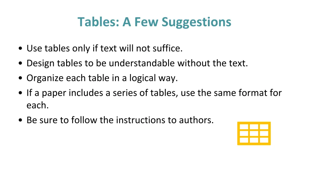 tables a few suggestions