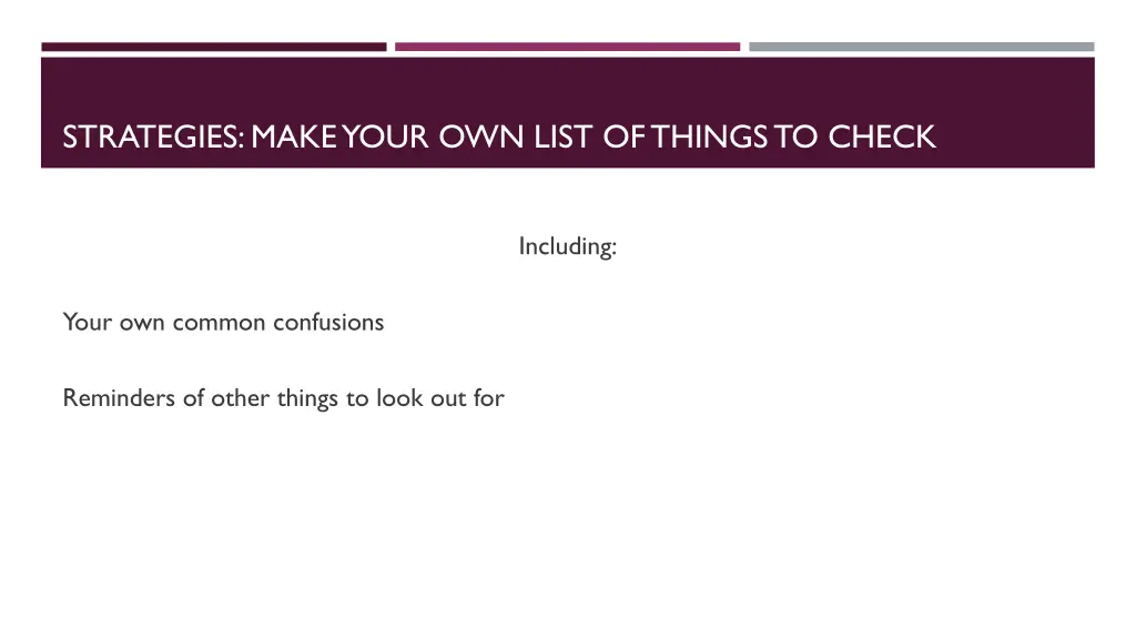 strategies make your own list of things to check