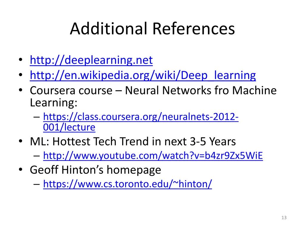 additional references