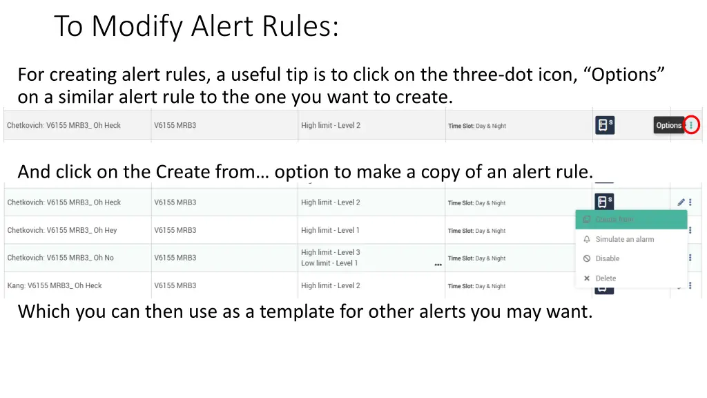 to modify alert rules 17