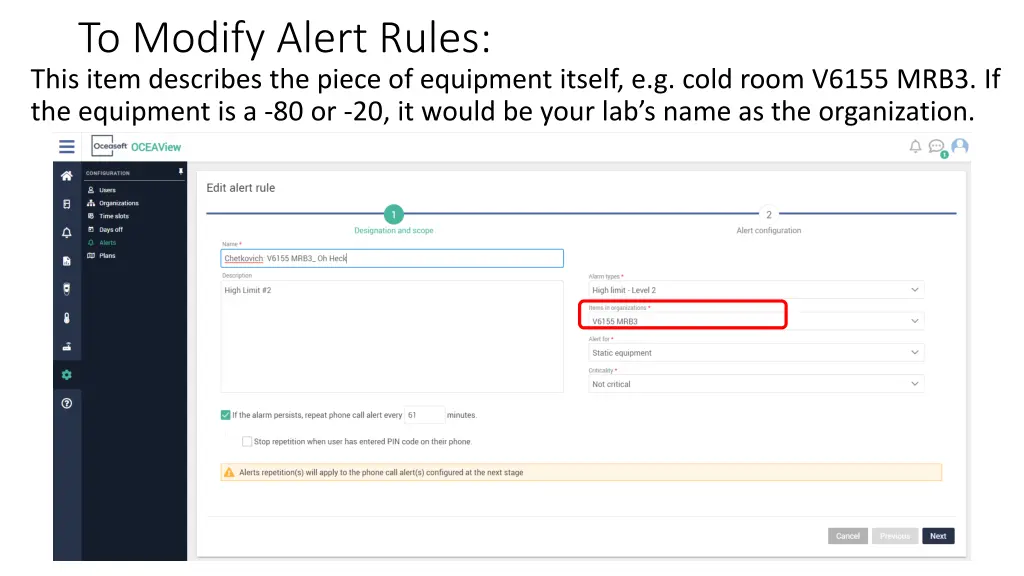to modify alert rules this item describes