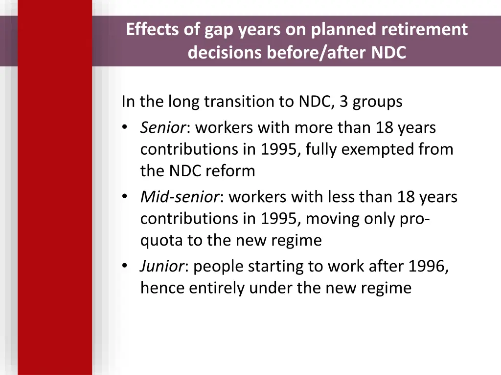 effects of gap years on planned retirement