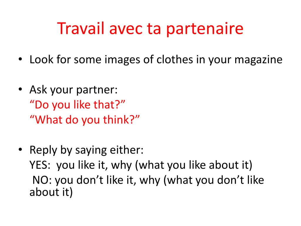 travail avec ta partenaire
