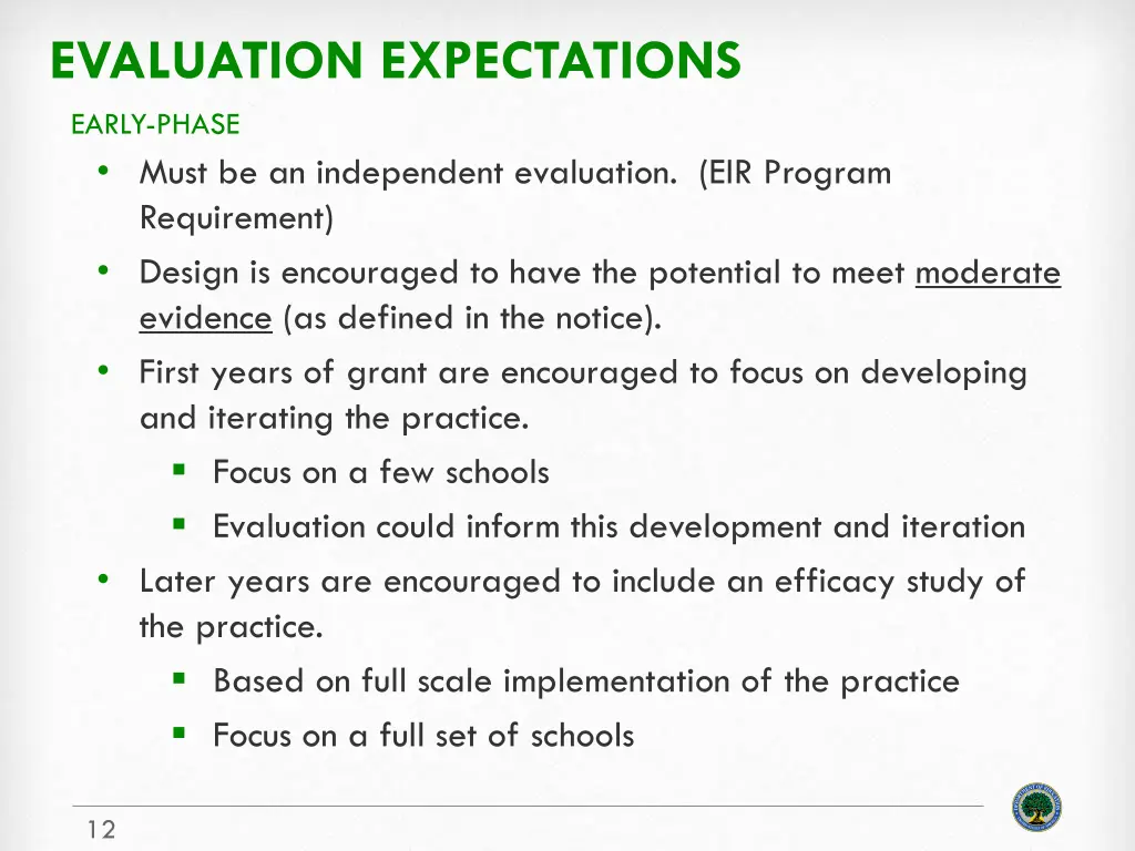evaluation expectations