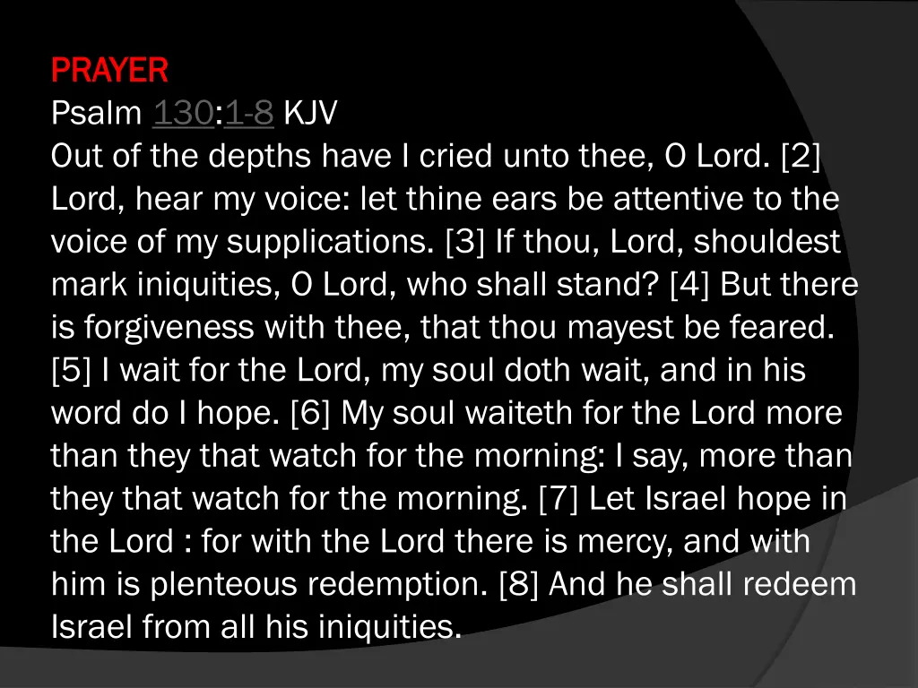 prayer prayer psalm 130 1 8 kjv out of the depths