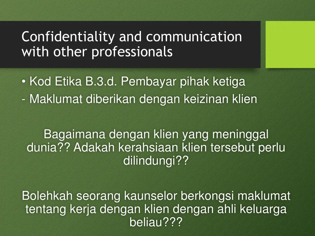 confidentiality and communication with other 1