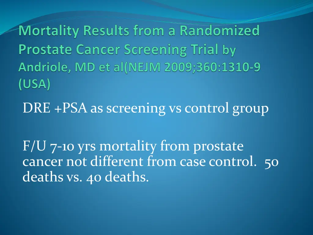 dre psa as screening vs control group