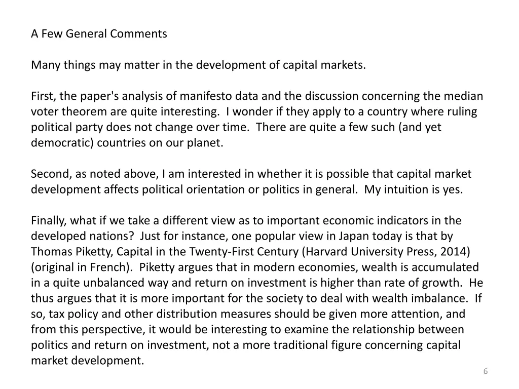 a few general comments