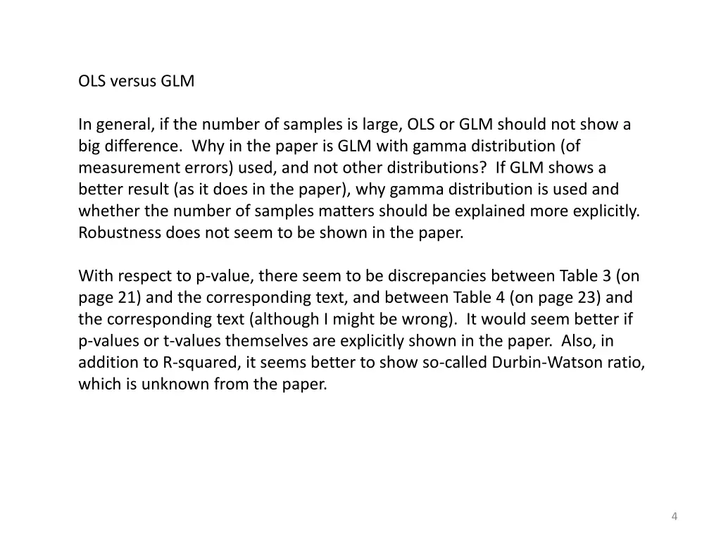 ols versus glm