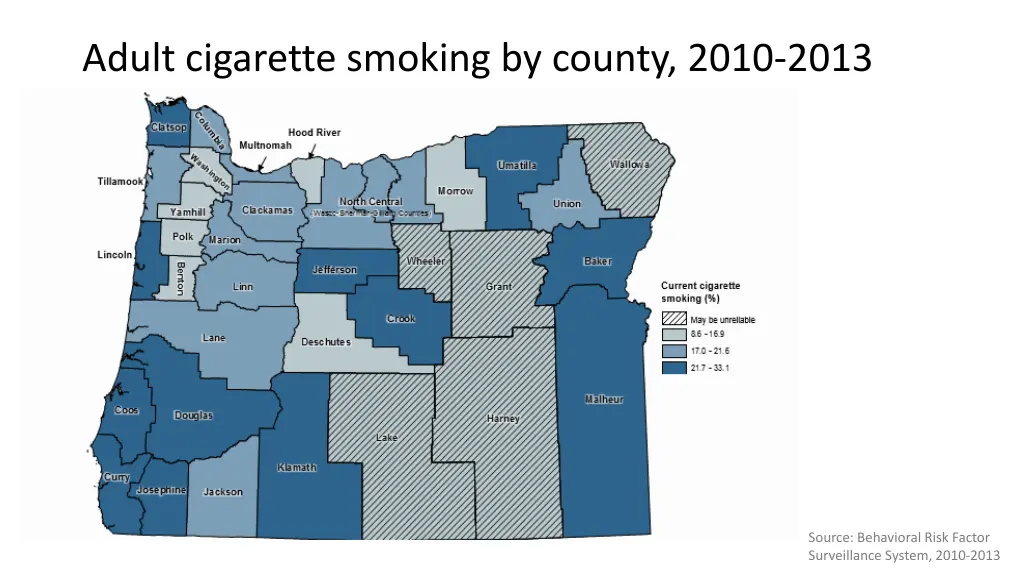 adult cigarette smoking by county 2010 2013