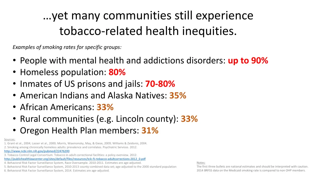 yet many communities still experience tobacco