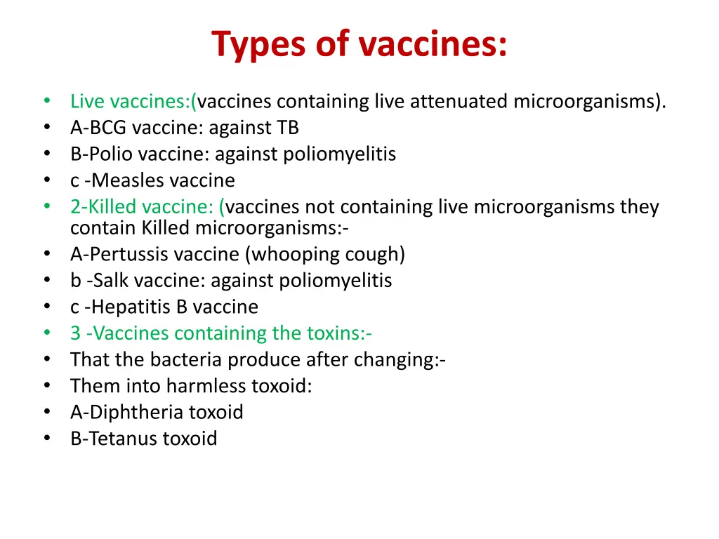 types of vaccines