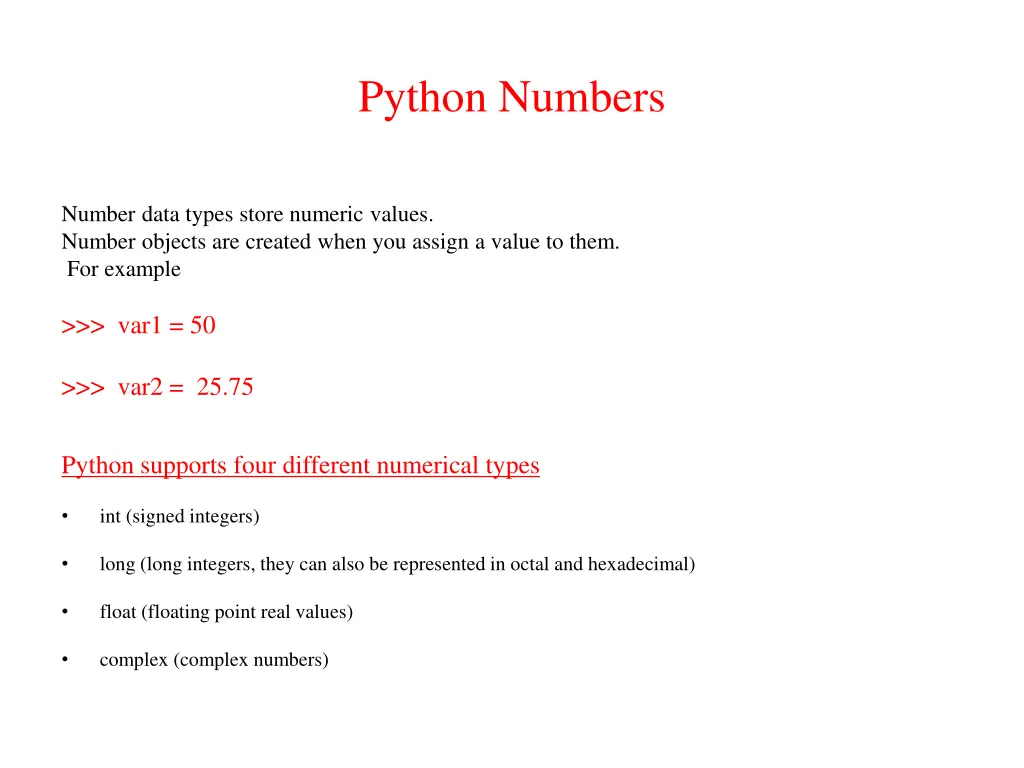 python numbers