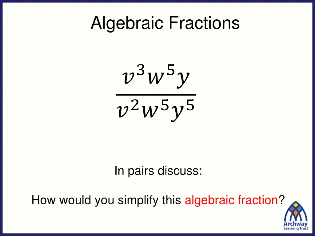 algebraic fractions 1